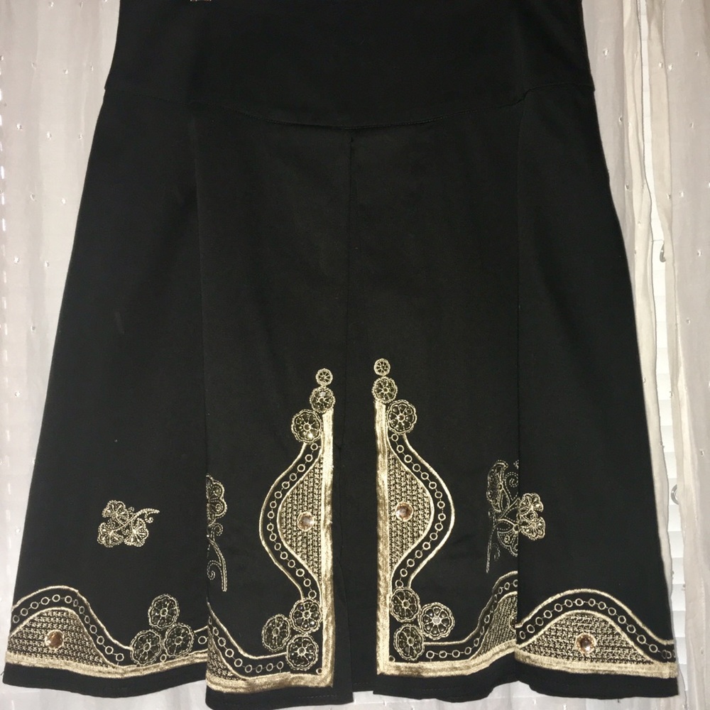 WHBM / Skirt / Black w/gold & jewel embellishments